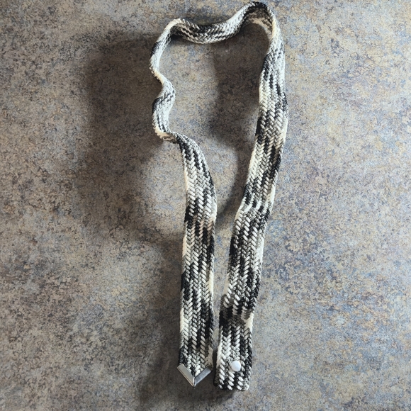 Vintage Accessories - Vintage XL 80s Western Braided Chevron Cord Belt Strap Silver Tip